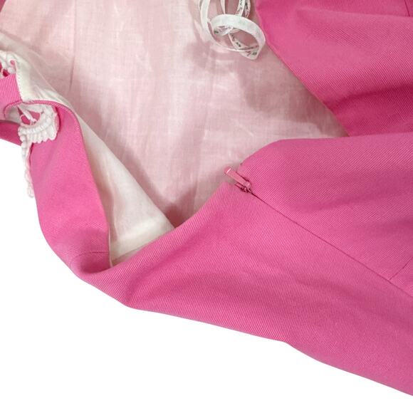 Lilly Pulitzer Halter Top 2 Pink Embroidery Beading Tie Neck Side Zip - Picture 8 of 9